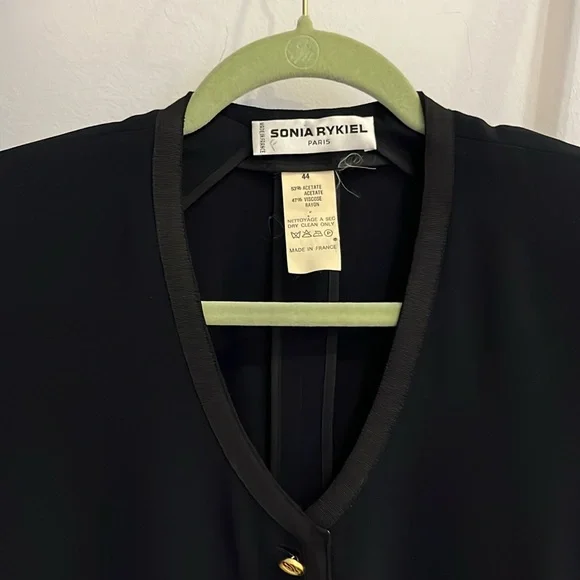 Sonia Rykiel V-neck Button Down Black Button Detail Blazer Women Size 44